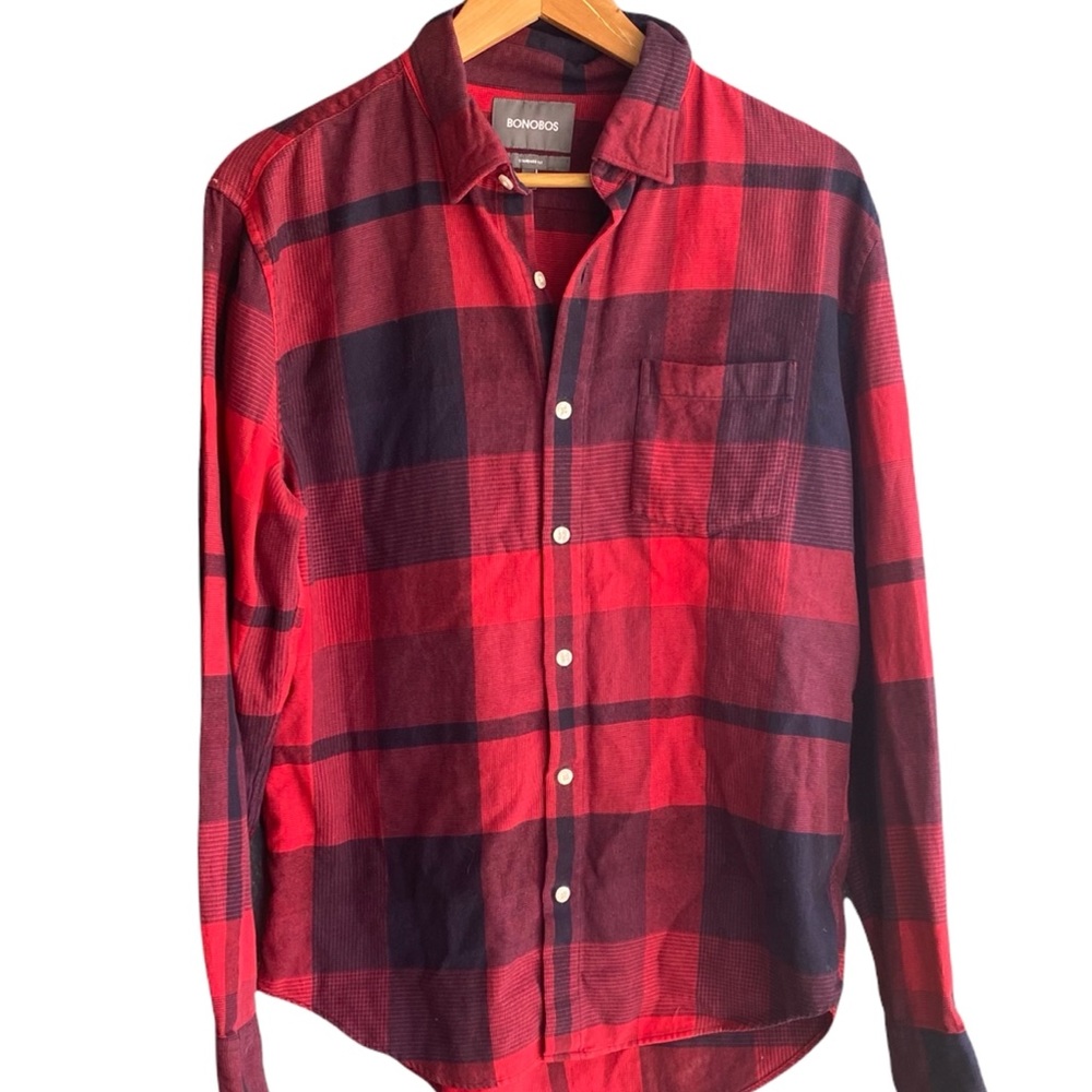 BONOBOS Red & Dark Blue Plaid Flannel